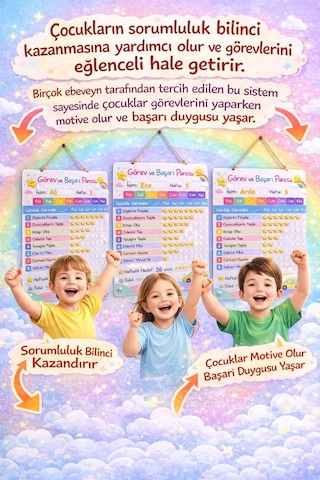 Kişiye Özel Montessori Görev Ve Başarı Panosu - Yaz-sil Hediyeli 30x40 Cm Kalem + Sticker09