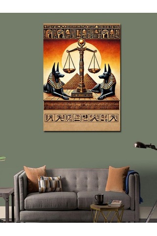 Kanvas Tablo Mısır Tanrıları Ve Adalet Terazisi 50cmx70cm