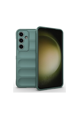 Subutu Galaxy S25 Fe Kılıf Esnek Tpu Oyuklu Arka Yüzey Tasarımlı Sbt Etnik Silikon Kapak - Koyu Yeşil Yeşil