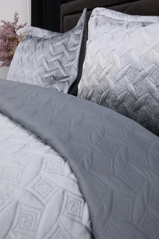 Queen Kadife Çift Kişilik Yatak Örtüsü - Antrasit