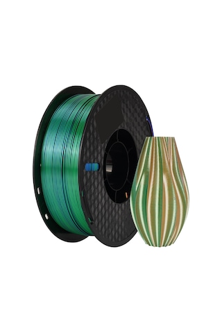 Üç Renkli Silk Pla Filament Mavi, Yeşil, Turuncu Canlı Parlak Renk Geçişi 1.75mm 1 Kg