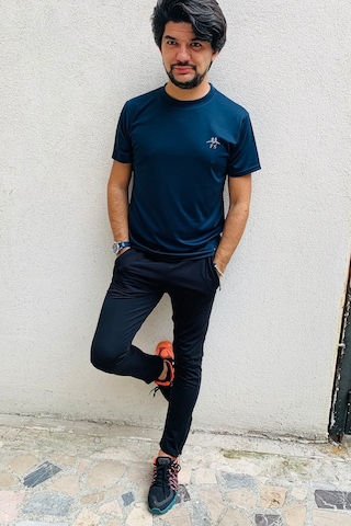 Erkek Lacivert Kardiyo Koşu Fitness Tişört