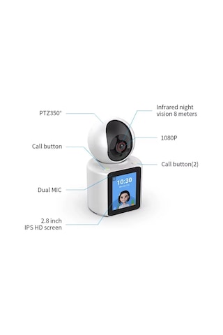 1080p Wifi Ip Güvenlik Kamerası, Ekranlı, İki Yönlü Ses, Hareket Algılama, Gece Görüşü
