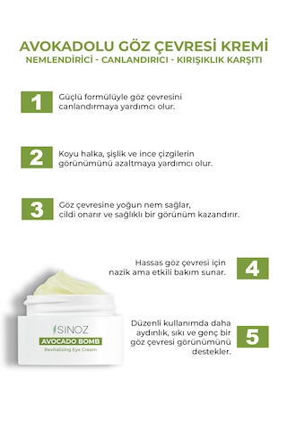 Sinoz Avokado Bomb Nemlendirici Canlandırıcı Göz Kremi 15 ML