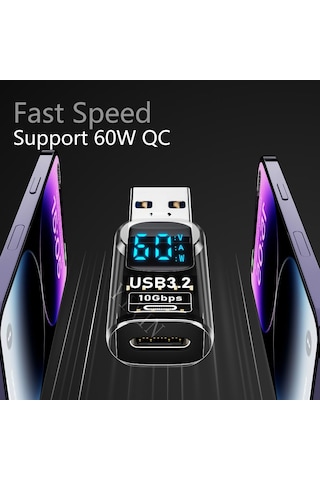 Livx Revolution Usb 3.2 To Type C Dönüştürücü 60w Hızlı Şarj 10gbps Veri Transferi Dijital Ekran Otggf Sku: Smg8690010085870