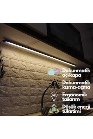Dokunmatik 120cm Gün Işık Tak Çalıştır Led Mutfak, Dolap, Tezgah Altı, Duvar Dekoratif Gece Lambası Gün Işığı
