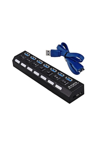 Alfais 5258 7 Port Usb 3.0 2.0 Hub Çoklayıcı Çoğaltıcı Anahtarlı Switch