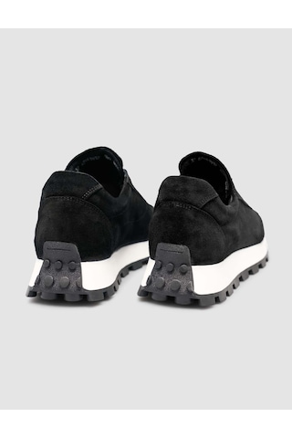 Hakiki Süet Deri Siyah Kürk Astarlı Kışlık Kadın Sneaker Siyah