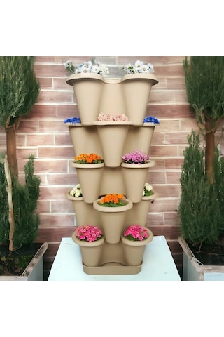 Arsimo 5 Katlı Şanslı Yonca Kule Saksı Seti Çiçek Bitki Sebze Meyve Salon Mutfak Banyo Bahçe Saksı Seti Bronz Sku: Smg8690010004598