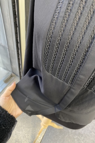 Pera Moda Önü Dantelli Küçük Ve Büyük Beden Şık Gömlek Siyah