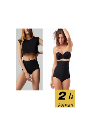 Mistirik Polfax Ve Private Model 2li Lazer Kesim Slip Korse Ve Bato Külot Korse Siyah Renk Slip Kilot Siyah