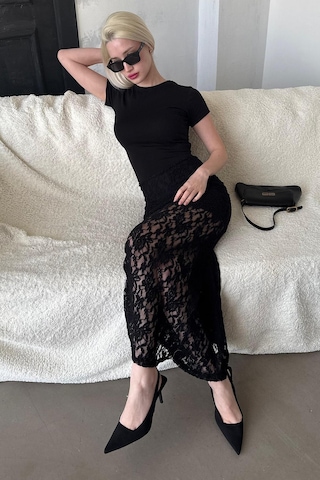 Madmext Madmext Siyah Dantel Kadın Etek Mg2338 Siyah