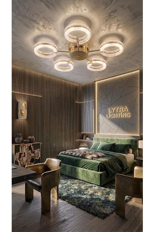 Aurea Model 5'li Gold 3 Renk Modu Ledli Tavana Sıfır Salon Mutfak Çocuk Yatak Odası Led Avize Altın