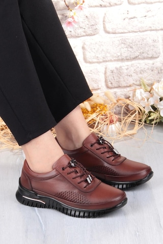 Pepita 9407 Comfort Yumuşak Esnek Kauçuk Kaymaz Taban Hakiki Deri Kadın Ayakkabı taba