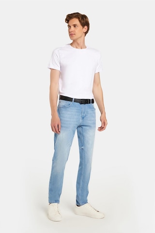 Erkek Normal Kesim Denim Yıkamalı Düz Paça Açık Mavi Jean Kot Pantolon-34491 Açık Mavi