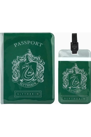 Cinereplicas Harry Potter Slytherin Pasaport Kılıfı Ve Valiz Etiketi Seti Kartlık Cüzdan Yeşil