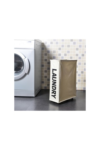 Cbtx Köşe İnce Katlanabilir Oxford Kumaş Çamaşır Sepeti Kutusu Örgü İpli Kirli Giysiler Bej Diğer