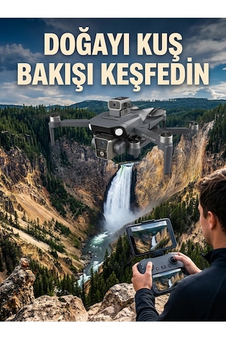 Gps Konumlandırmalı Çift Kameralı Drone Canlı Görüntü Aktarımlı Belirtilmemiş