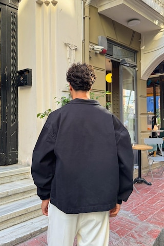 Flaw Gömlek Yaka Bomber İnce Ceket Siyah Siyah