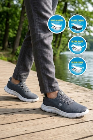 Walkway Füme Fileli Hafif Esnek Erkek Spor Ayakkabı 26134 M