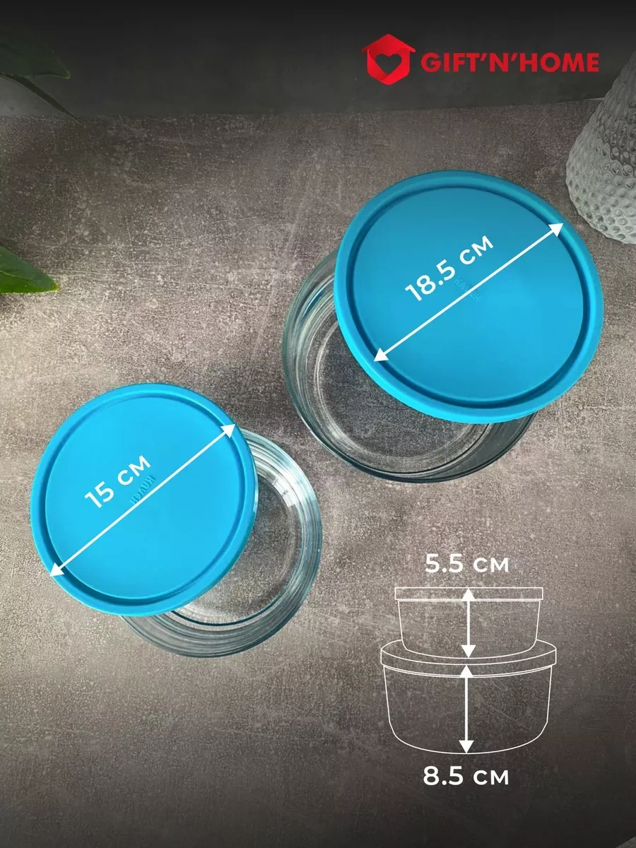 Gift'n'home Cam Kapaklı Salata Kasesi Seti 2 Adet 262361221 Açık Mavi