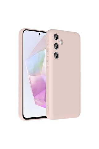 Galaxy Uyumlu A36 Kılıf Kamera Korumalı Kartlık Hazneli Zore Vitra Kapak Pembe