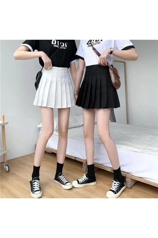 Gri Yaz Kadın Pileli Etekler Bayan Mini Etekler Yüksek Bel Beyaz Siyah Etekler Tatlı Kız Kore Etekler Vintage Etek S Gri