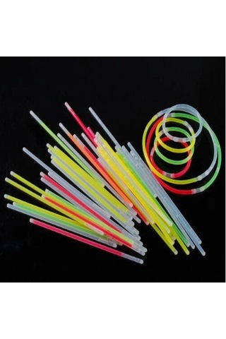10 Adet Karanlıkta Işık Veren Bracelet Fosforlu Kırılan Çubuk Bileklik +0