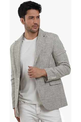 Dufy Yeşil Erkek Slim Fit Pitikare Desenli Sivri Yaka Casual Ceket - 104436-yesıl Yeşil