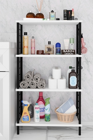 Çevir Kur Kolay Kurulum 4 Katlı Banyo Rafı Metal Telli Çok Amaçlı Organizer Dolap Stand Raf Beyaz