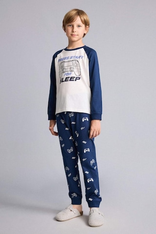 Defacto Baskılı Uzun Kollu Pijama Üstü Uzun Pijama Altı 2li Pijama Takımı Erkek Çocuk H6664a826aunv147 Lacivert-nv147