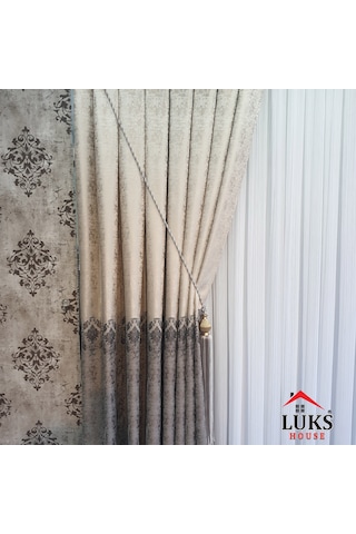 Lüks Bej Fon Pano Perde Sık Pile Tek Kanat, En100 Cm-modern House Bej