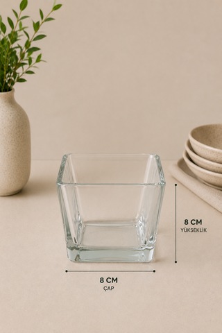 4 Adet Viana Çok Amaçlı Kare Magnolia Cup Tatlı Çerez Dondurma Kasesi 8x8 Cm Şeffaf
