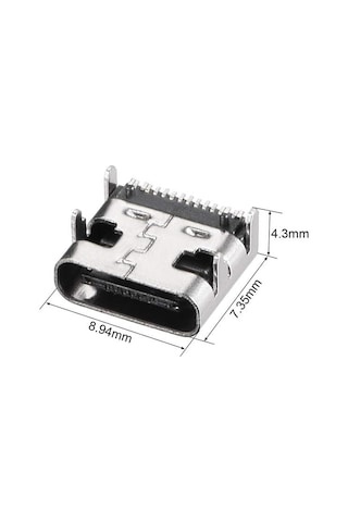 Powermaster Ic-266b-4 Type-c Dişi Şase Konnektör - Usb 3.1 16 Pin Hızlı Şarj Destekli Soketi