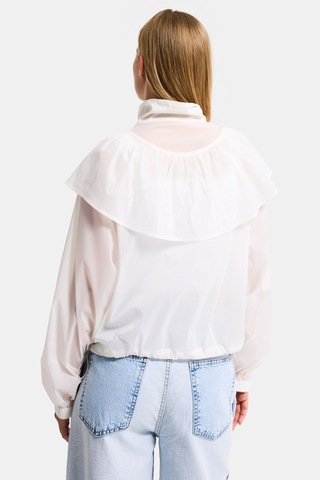 Itsbasic Kadın Ekru W5 Oversize Yakalık Detaylı Özel Kumaş Tasarım Yağmurluk Beyaz
