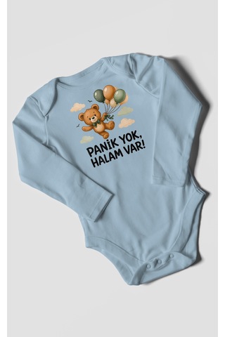 Morivokids Panik Yok, Halam Var Uzun Kollu Çıtçıtlı Bebek Body Bebe Mavisi
