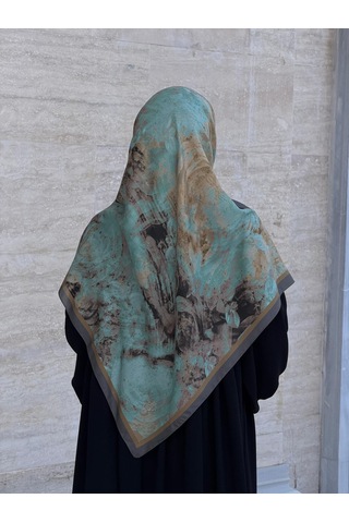 Qalortex Scarf Pamuklu Soft Âlâ Desen Eşarp-su Yeşili