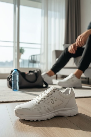 Enoch Unisex Yüksek Tabanlı Bağcıklı Yürüyüş Ve Koşu Spor Ayakkabı Günlük Sneaker Beyaz