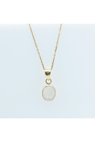 Sedef Doğal Taş Gold Kaplama Gümüş Kolye Gümüş