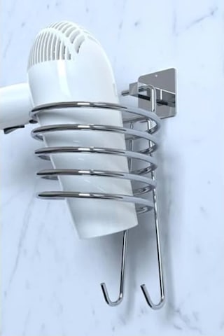 Yapışkanlı Gümüş Fön Makinesi Askısı, Saç Kurutma Makinesi Tutacağı 50cm