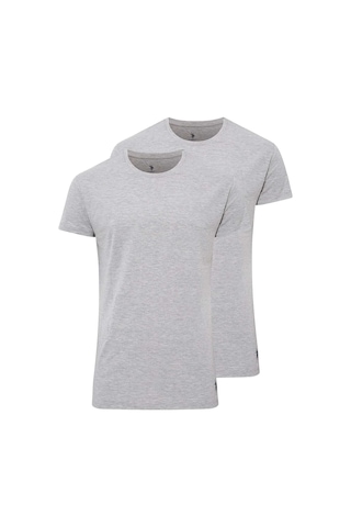 U.S. Polo Assn. Erkek Gri Melanj 2 Li Yuvarlak Yaka Atlet 80197 Gri