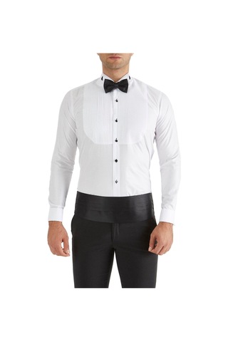 Efor Slim Fit Duble Manşet Önü Piliseli Ata Yaka Beyaz Damatlık Smokin Gömlek Gk 361 Beyaz
