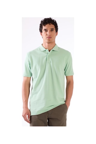 Dufy Mint Yeşili Polo Yaka Pamuklu Düz Renk Slim Fit Erkek T-shirt Mint Yeşili