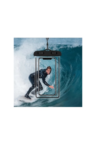 Su Geçirmez Telefon Kılıfı Havuz Deniz Yağmur Da Kullanım Boyun Askı İpli Waterproof Phone Case Siyah