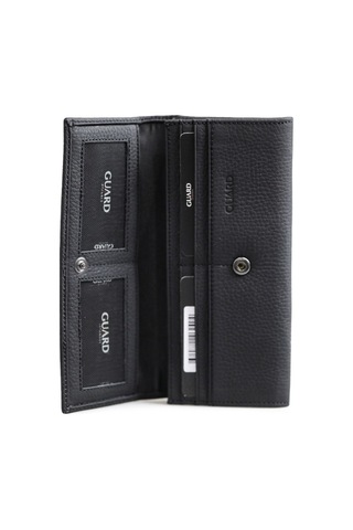 Guard Leather Guard Mat Siyah Deri Kadın Cüzdanı Çok Renkli