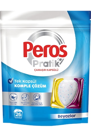 Peros Pratik Matik Çamaşır Deterjanı Kapsülü - Tableti 56 Adet Beyazlar 2pk 26 Set