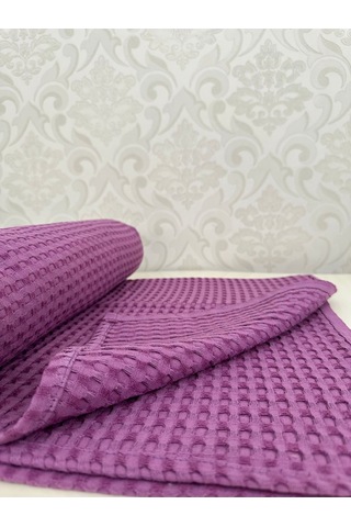 Premium %100 Pamuk Tek Kişilik Yazlık Pike, Yatak Örtüsü, Terletmez Kumaş Mor Renk 160x240cm Mor