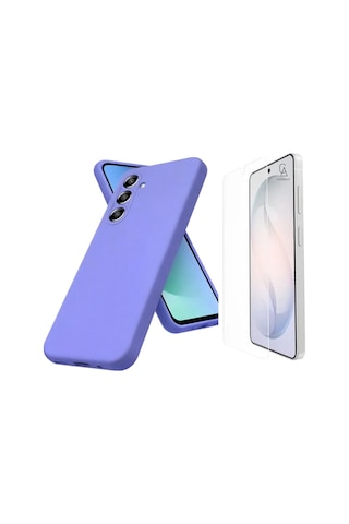 Samsung Galaxy S26 Plus İle Uyumlu Kılıf Esnek Premium Telefon Kılıfı Ve Temperli Cam Ekran Koruyucu Lila