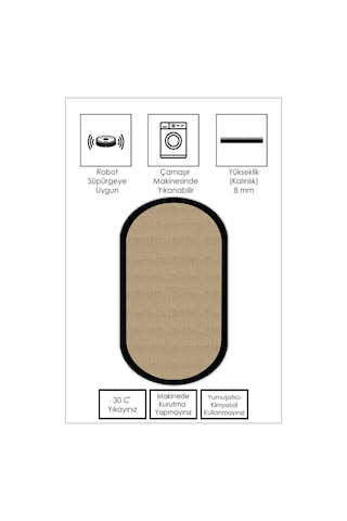 West Home Makinede Yıkanabilir Kaymaz Taban Leke Tutmaz Oval Yolluk Ev Dekorasyonu İçin Hasırlı Kesme Yolluk 455 Black Oval Yolluk