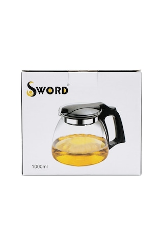 Borosilikat Cam Çaydanlık 1000 Ml Siyah Kapaklı Ve Kulplu Sword Çok Renkli